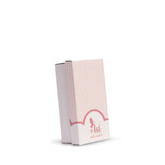 Pink checkered ASI Dolls packaging with logo, featuring a minimalist design, set against a white background.