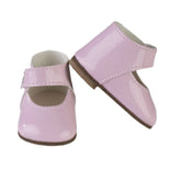 Shiny pink doll shoes with Velcro straps, suited for ASI dolls 43-46 cm, enhancing imaginative play.
