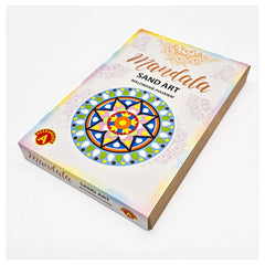 Alexander Sand Art Mandala book features a vibrant cover with intricate patterns and a central circular design in pastel colo