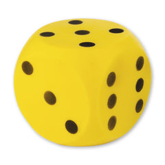 Yellow soft sponge die with black dots, designed for children's beach play, measures 16×16 mm.