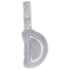 Soft grey plush letter "D" with a subtle decorative outline, designed for children's creative and educational play.