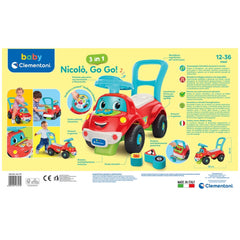 Baby Clementoni - Nicolo Go Go 3 In 1 Rijd speelgoed - Italiaanse editie