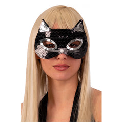 Carnival Toys - Zwarte Pailletten Kattenmasker Voor Leuk Verkleedspel - Doen alsof Beroepen En Rollenspellen