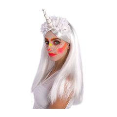 Carnival Toys - Enchanting Unicorn Headpiece With Flowers And Elastic Band For Magical Role Play - Pretend Professions And Role Playing