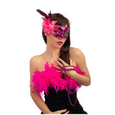 Carnival Toys - Fuchsia Halve Gezicht Venetiaanse Masker Voor Creatief Verkleden - Doen alsof Beroepen En Rollenspellen
