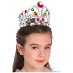 Carnival Toys - Silver Crown With Butterfly Colored Gems For Girls - Pretend Professions And Role Playing