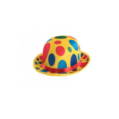 Carnival Toys - Yellow Spotted Bowler Hat Made Of Satin And Felt For Fun Dress Up Play - Pretend Professions And Role Playing