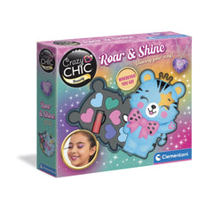 Clementoni Crazy Chic - Roar & Shine Make-Up Set for Kids Ages 6 Years+ - Kawaii Tiger-Themed Travel Cosmetic Palette with Eyeshadows, Lipstick and Applicator