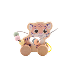 Johntoy - The Wooden Wildies Family Rolling Animals With Bead Track - Push & Pull Toys