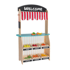 Johntoy - Houten 2 In 1 Theater En Winkel Met Accessoires - Doen alsof Beroepen & Rollenspel