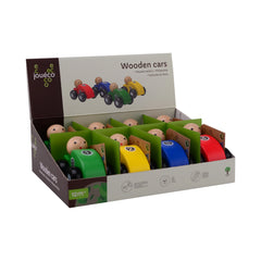 Johntoy - Houten Auto's 4 Assortiment In Display - Speelvoertuigen
