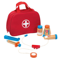 Johntoy - Houten Dokterskoffer Met Accessoires 8 Stuks - Doe-beroepen & Rollenspel