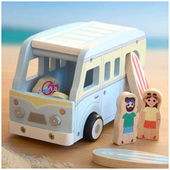 Johntoy - Houten Retro Strandbus - Baby Activiteit Speelgoed