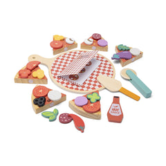 New Classic Toys - Pretend Professions - Pizza Play Food Set - Wood - 2+ Yrs