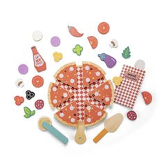 New Classic Toys - Pretend Professions - Pizza Play Food Set - Wood - 2+ Yrs