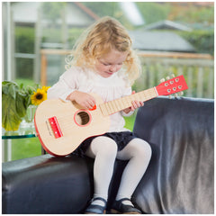 New Classic Toys - Speelgoedgitaar Deluxe - Natuur/Rood - Muziekinstrumenten
