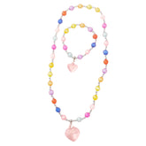 Nice - Colorful Hearts Necklace And Bracelet Set - Jewelry