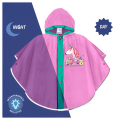 Perletti - Ponchos - Magische Eenhoorn Regenponcho - Reflecterend - 3-6 Jaar