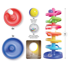 Quercetti - Baby- en peuterspeelgoed - Spiral Tower Brightball - 46 cm - 1+ Jaar