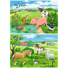 Ravensburger - Dierenkinderen Op Het Platteland - 2x12 Stukken - Puzzels