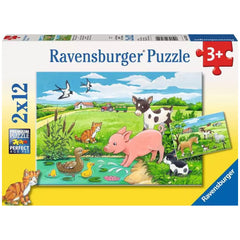 Ravensburger - Dierenkinderen Op Het Platteland - 2x12 Stukken - Puzzels