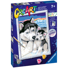 Ravensburger - Creart Schattige Huskies - Schilderen op Nummer - Kunst & Ambachten