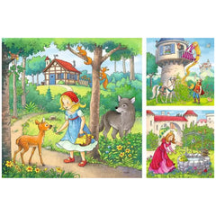Ravensburger - Sprookjes - Rapunzel Roodkapje & De Kikkerprins - 3x49 Stukken - Puzzels