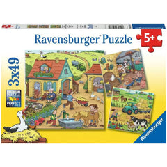 Ravensburger - Veel te doen op de boerderij - 3x49 stukjes - Puzzels