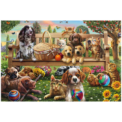 SCHMIDT SPIELE - Tuinpicknick voor Honden en Katten 200 Stukjes Puzzel - Puzzels