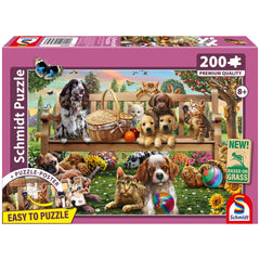 SCHMIDT SPIELE - Tuinpicknick voor Honden en Katten 200 Stukjes Puzzel - Puzzels