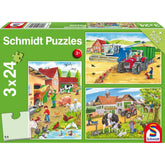 SCHMIDT SPIELE - Op de Boerderij 3x24 Stuks Kinderpuzzels - Puzzels