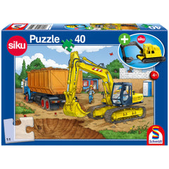 Schmidt Spiele - Graafmachine 40 Stuks en Siku Speelvoertuig - Puzzels