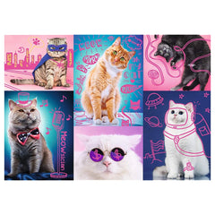 Trefl - 1000 Piece Puzzle - Neon Color Line Super Cats - Puzzles Age +14 - TRF10581