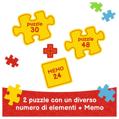 Trefl - 2 Puzzles in 1 + Memos - Peppa Pig Peppa's Day - Puzzles Age +3 - TRF90600