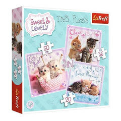 Trefl - 3 Puzzels in 1 - Schattige Kittens - Puzzels - 3+ - TRF34809
