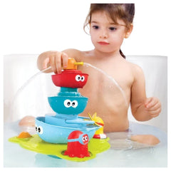Yookidoo - Stack 'N' Spray Tub Fountain for Ages 1-6 - IPX7 Waterproof Battery-Operated Floating Bath Toy with Circulating Water Pump and 5 Stacking Boats