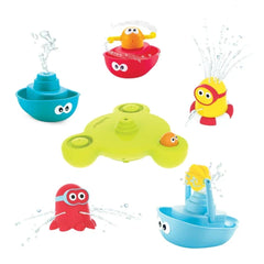 Yookidoo - Stack 'N' Spray Tub Fountain for Ages 1-6 - IPX7 Waterproof Battery-Operated Floating Bath Toy with Circulating Water Pump and 5 Stacking Boats