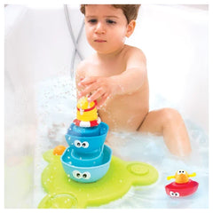 Yookidoo - Stack 'N' Spray Tub Fountain for Ages 1-6 - IPX7 Waterproof Battery-Operated Floating Bath Toy with Circulating Water Pump and 5 Stacking Boats