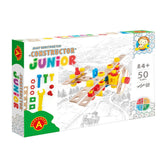 Alexander Constructor Junior Wooden Airplane Set, colorful pieces and tools, designed for ages 4 and up, in box.