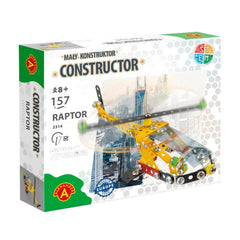 Alexander Maly Constructor Raptor Helicopter set box, featuring 157-piece metal and plastic construction for ages 8 and up.