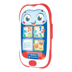 Baby smartphone toy features a colorful screen with icons, a glossy plastic finish, and a red button for young children.