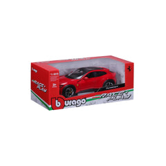 BBurago Ferrari Purosangue 1:24 die-cast vehicle in red packaging with white and green text and a plastic window display.