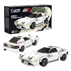 CaDA Mazda RX-7 FC3S C55012W construction set in white with black roof, clear windows, and red taillights on cardboard packag
