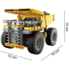 CaDA Mining Heavy Duty Truck construction set features a large yellow bucket, black wheels, and a red-yellow bumper design.
