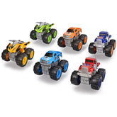 Dickie 4 X 4 Offroader assortment features yellow, blue, and red glossy plastic vehicles with textured tires and detailed com