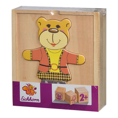 Eichhorn Wooden Puzzle Bear toy box featuring a colorful bear illustration and educational blocks for children aged 2+.