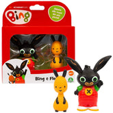 BING FLOP action figures in a red box featuring yellow, orange, and green toys with plastic, rubber, and fabric materials.