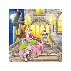 Gollness Fairy Tale cube puzzle features a character in a pink and green dress, standing on a staircase with a castle and moo