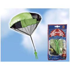 Gunther Flugspiele parachute throwing toy in green and black, displayed in glossy packaging with "PARACHUTE" text.