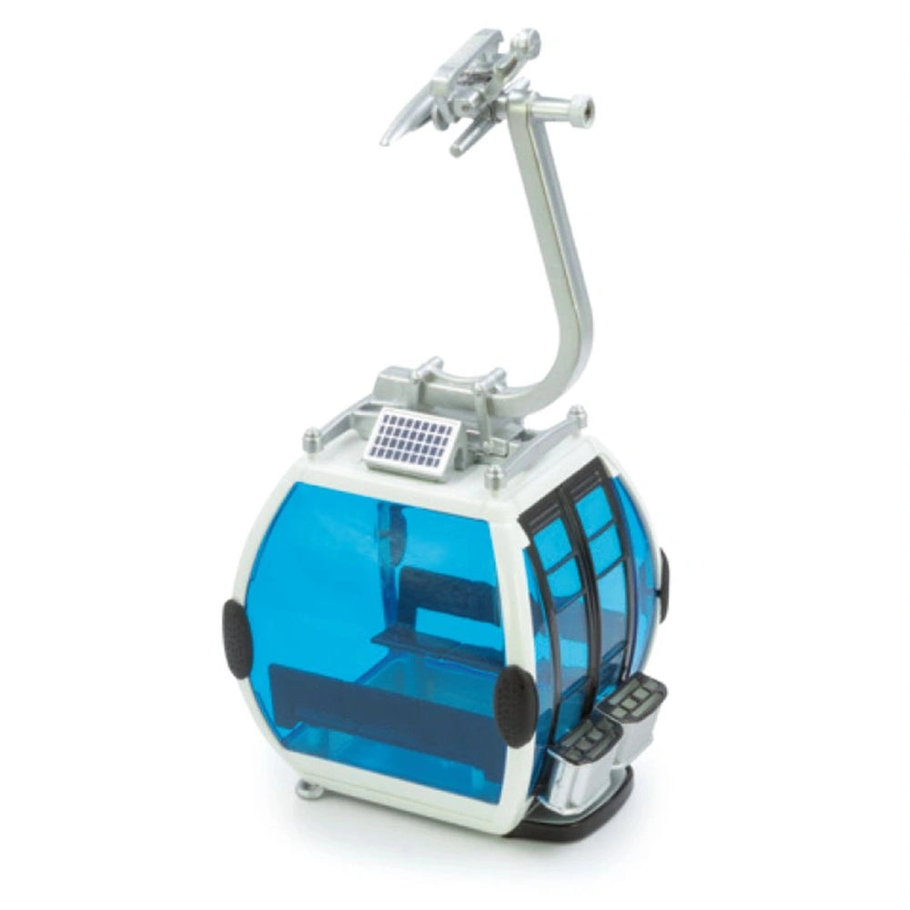 Jagerndorfer Blue-White Gondel Omega IV 8 model features a matte light-colored plastic casing, transparent window, and black